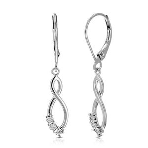1/20 cttw 6 Stones Round Lab Grown Diamond Dangle Earrings .925 Sterling Silver Prong Set, 1/3 Inch