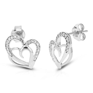1/16 cttw Dangle Earrings for Women, Round Lab Grown Diamond Dangle Earrings in .925 Sterling Silver, Prong Setting, 1/2 Inch