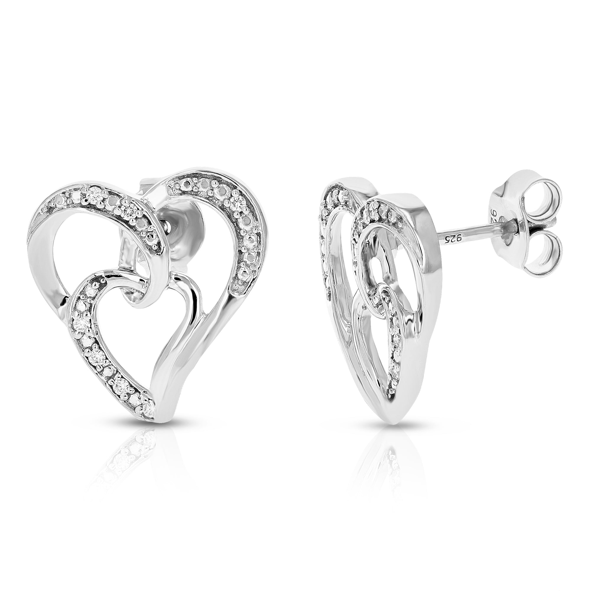 1/16 cttw Dangle Earrings for Women, Round Lab Grown Diamond Dangle Earrings in .925 Sterling Silver, Prong Set, 1/2 Inch