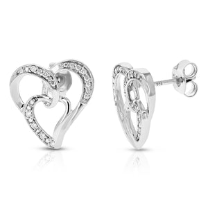 1/16 cttw Dangle Earrings for Women, Round Lab Grown Diamond Dangle Earrings in .925 Sterling Silver, Prong Setting, 1/2 Inch