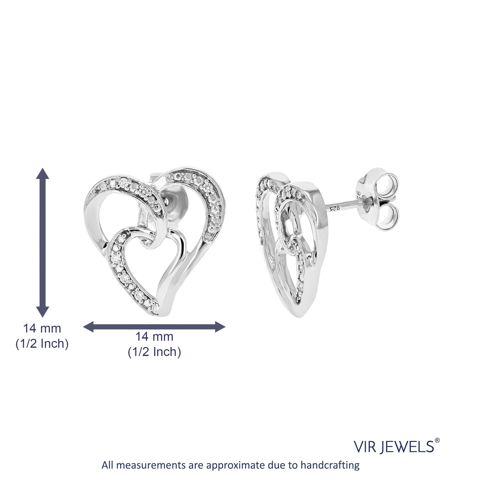 Double Heart Diamond Dangle Earrings