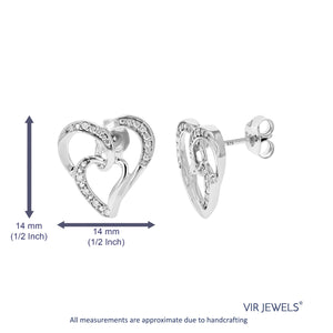 1/16 cttw Dangle Earrings for Women, Round Lab Grown Diamond Dangle Earrings in .925 Sterling Silver, Prong Set, 1/2 Inch