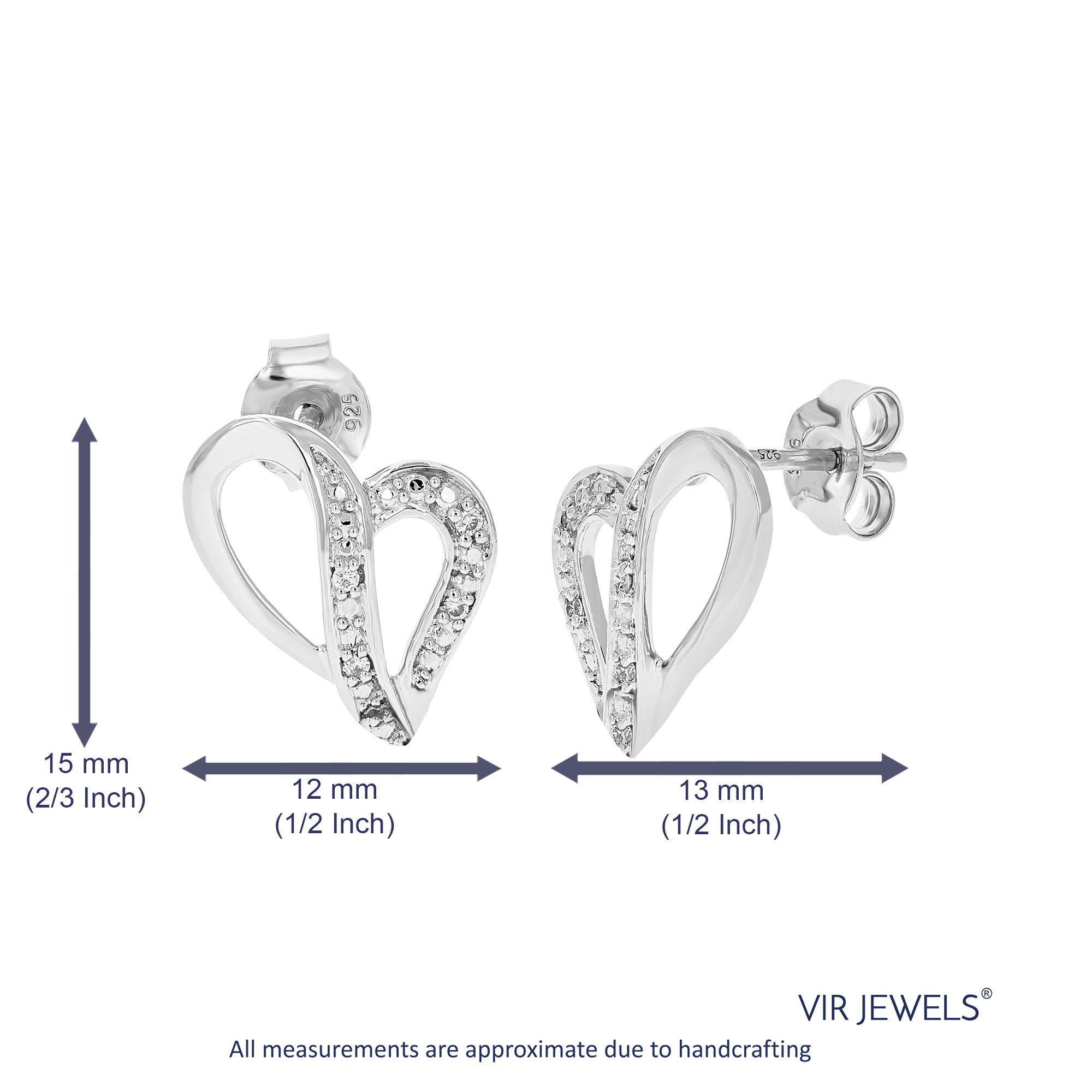 1/16 cttw Dangle Earrings for Women, Round Lab Grown Diamond Dangle Earrings in .925 Sterling Silver, Prong Setting, 2/3 Inch
