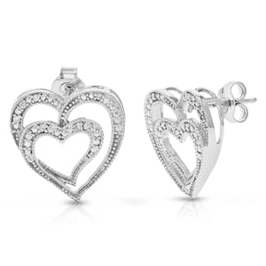 1/16 cttw Dangle Earrings for Women, Round Lab Grown Diamond Dangle Earrings in .925 Sterling Silver, Prong Setting, 2/3 Inch