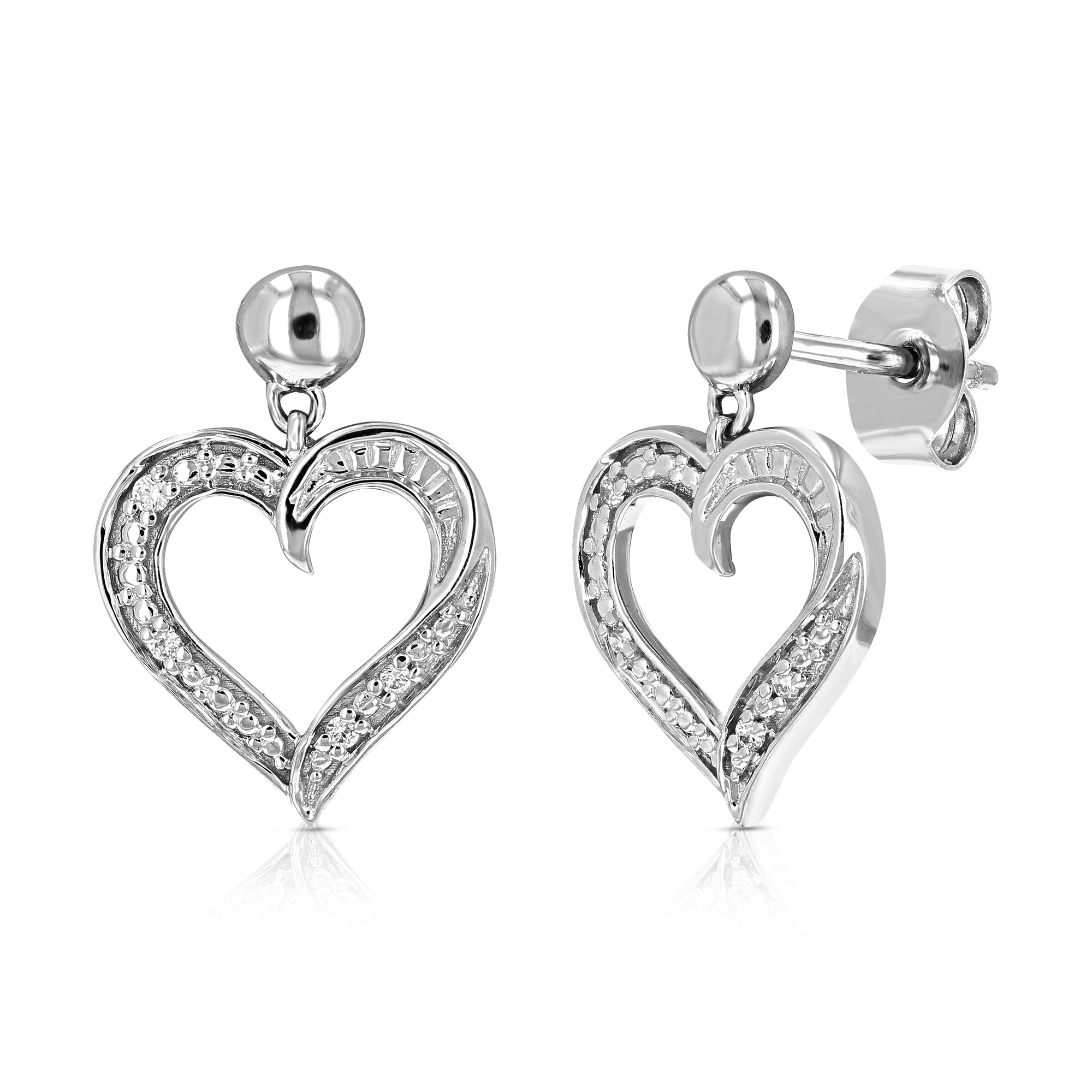 1/20 cttw 8 Stones Round Lab Grown Diamond Dangle Earrings .925 Sterling Silver Prong Set, 1/2 Inch