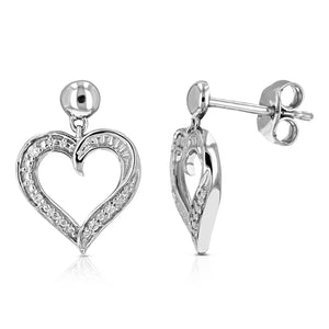 1/20 cttw 8 Stones Round Lab Grown Diamond Dangle Earrings .925 Sterling Silver Prong Set, 1/2 Inch