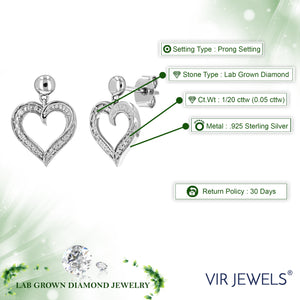 1/20 cttw 8 Stones Round Lab Grown Diamond Dangle Earrings .925 Sterling Silver Prong Set, 1/2 Inch