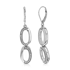 1/20 cttw 4 Stones Round Lab Grown Diamond Dangle Earrings .925 Sterling Silver Prong Set, 2/5 Inch