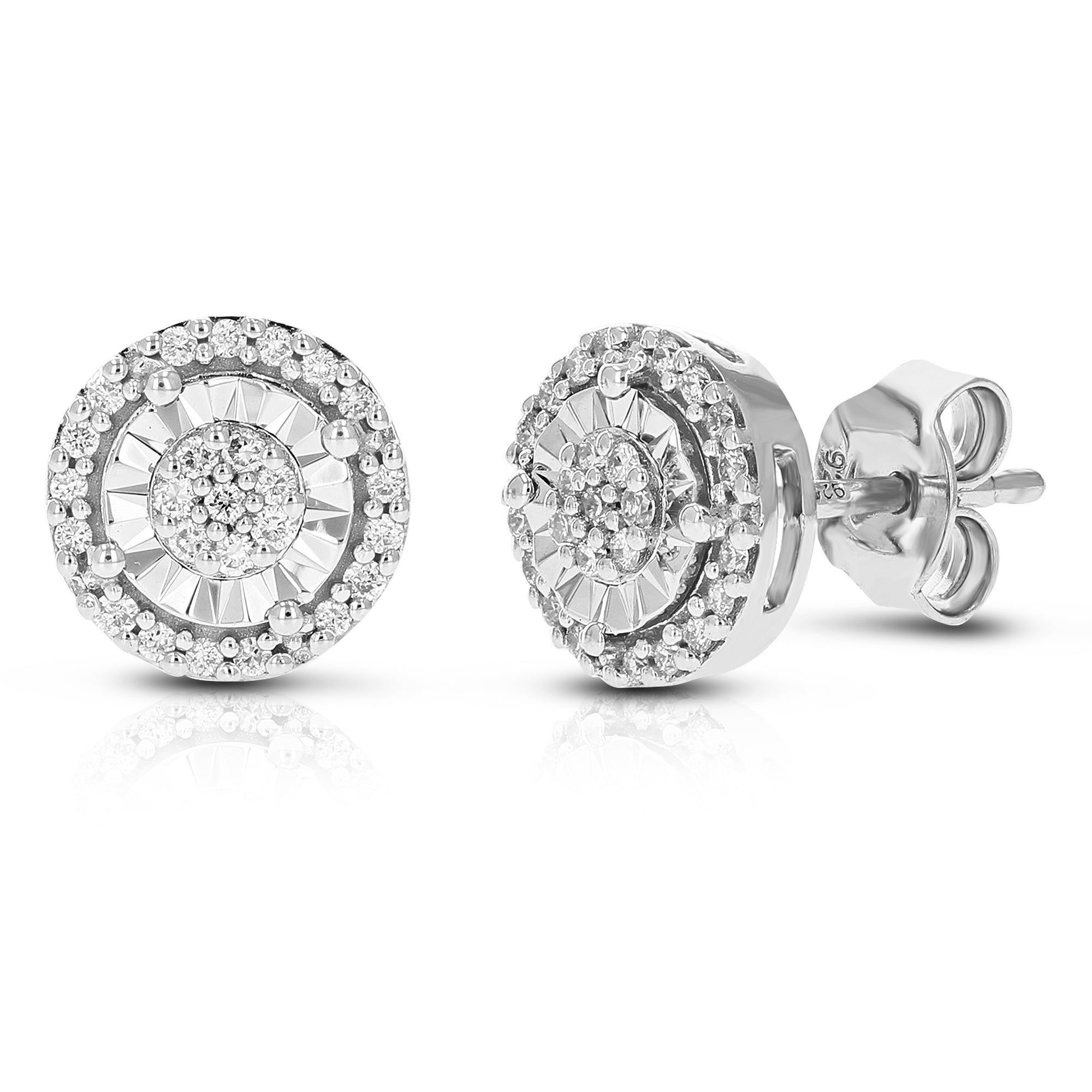 1/4 cttw Stud Earrings for Women, Round Lab Grown Diamond Stud Earrings in .925 Sterling Silver, Prong Setting