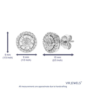 1/4 cttw Stud Earrings for Women, Round Lab Grown Diamond Stud Earrings in .925 Sterling Silver, Prong Setting