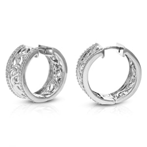 1/2 cttw Diamond Hoop Earrings for Women, Round Lab Grown Diamond Earrings in .925 Sterling Silver, Prong Setting, 3/4 Inch