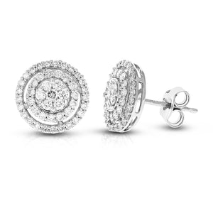 1 cttw Stud Earrings for Women, Round Lab Grown Diamond Stud Earrings in .925 Sterling Silver, Prong Setting