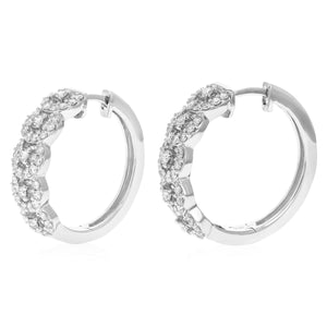 1 cttw Diamond Hoop Earrings for Women, Round Lab Grown Diamond Earrings in .925 Sterling Silver, Prong Setting, 3/4 Inch