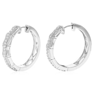 1/2 cttw Diamond Hoop Earrings for Women, Round Lab Grown Diamond Earrings in .925 Sterling Silver, Prong Setting, 1 Inch