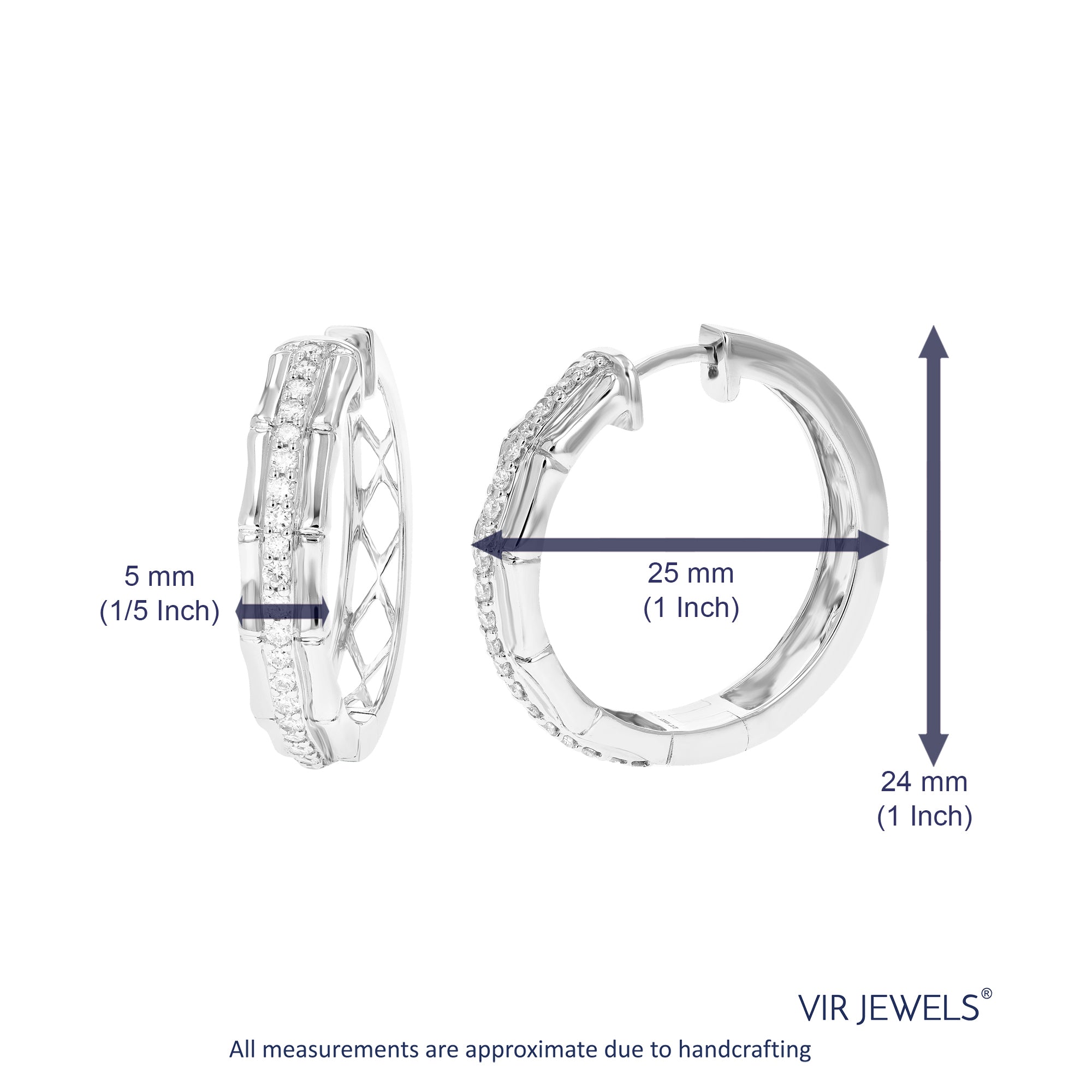 1/2 cttw Diamond Hoop Earrings for Women, Round Lab Grown Diamond Earrings in .925 Sterling Silver, Prong Setting, 1 Inch