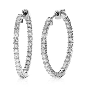 1.50 cttw Diamond Hoop Earrings for Women, Round Lab Grown Diamond Earrings in .925 Sterling Silver, Prong Setting, 1 Inch