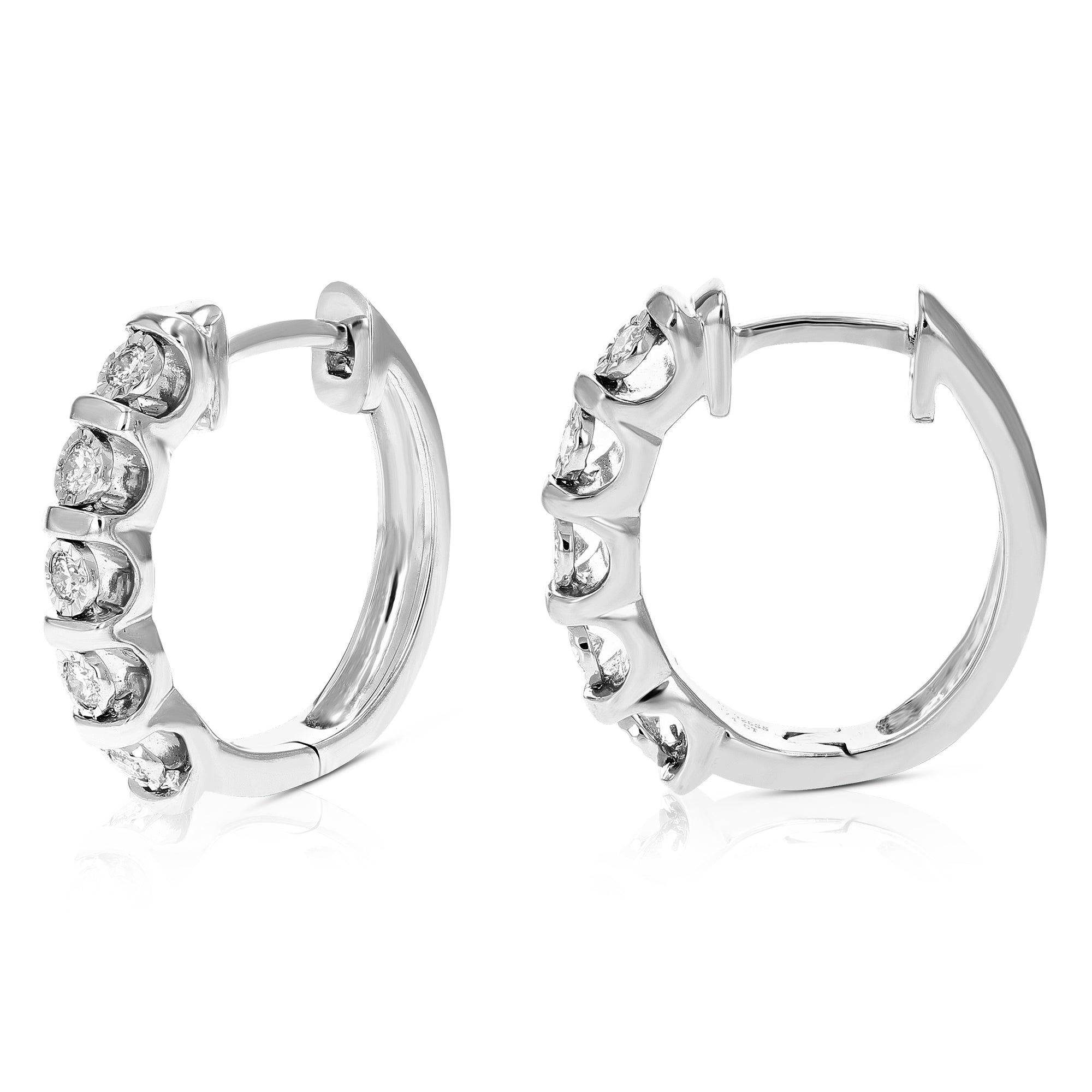 1/4 cttw Diamond Hoop Earrings for Women, Round Lab Grown Diamond Earrings in .925 Sterling Silver, Bezel Setting, 2/3 Inch