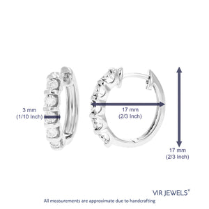 1/4 cttw Diamond Hoop Earrings for Women, Round Lab Grown Diamond Earrings in .925 Sterling Silver, Channel Setting, 2/3 Inch