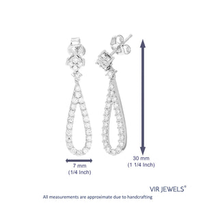 1 cttw Dangle Earrings for Women, Round Lab Grown Diamond Dangle Earrings in .925 Sterling Silver, Prong Setting, 1/2 Inch