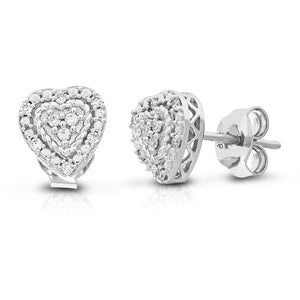 1/8 cttw Stud Earrings for Women, Round Lab Grown Diamond Stud Earrings in .925 Sterling Silver, Prong Setting