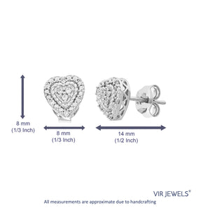 1/8 cttw Stud Earrings for Women, Round Lab Grown Diamond Stud Earrings in .925 Sterling Silver, Prong Setting