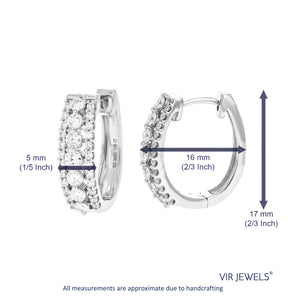 1 cttw Diamond Hoop Earrings for Women, Round Lab Grown Diamond Earrings in .925 Sterling Silver, Prong Setting, 3/4 Inch
