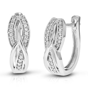 1/8 cttw Diamond Hoop Earrings for Women, Round Lab Grown Diamond Earrings in .925 Sterling Silver, Prong Setting, 1/2 Inch