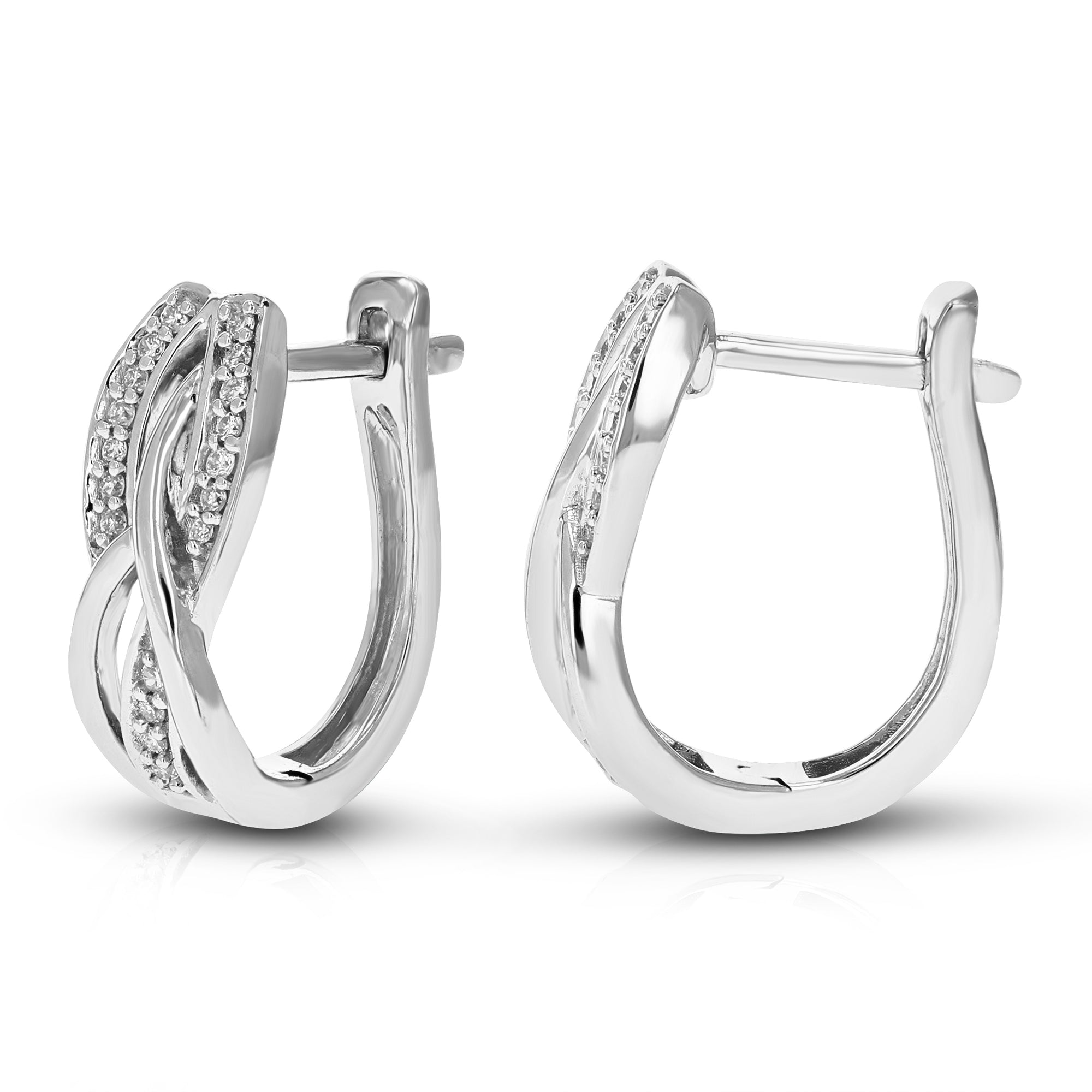 1/8 cttw Diamond Hoop Earrings for Women, Round Lab Grown Diamond Earrings in .925 Sterling Silver, Prong Setting, 1/2 Inch
