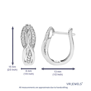 1/8 cttw Diamond Hoop Earrings for Women, Round Lab Grown Diamond Earrings in .925 Sterling Silver, Prong Setting, 1/2 Inch