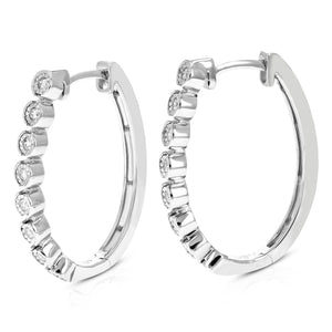 1/5 cttw Diamond Hoop Earrings for Women, Round Lab Grown Diamond Earrings in .925 Sterling Silver, Prong Setting, 1 Inch