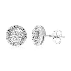 1/12 cttw Stud Earrings for Women, Round Lab Grown Diamond Stud Earrings in .925 Sterling Silver, Prong Setting