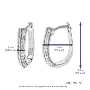 1/3 cttw Diamond Hoop Earrings for Women, Round Lab Grown Diamond Earrings in .925 Sterling Silver, Prong Setting, 2/5 Inch