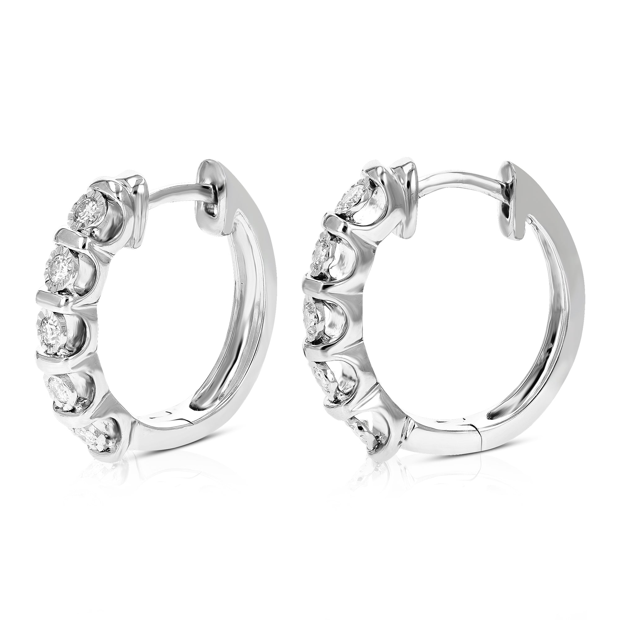 1/4 cttw Diamond Hoop Earrings for Women, Round Lab Grown Diamond Earrings in .925 Sterling Silver, Bezel Setting, 2/3 Inch