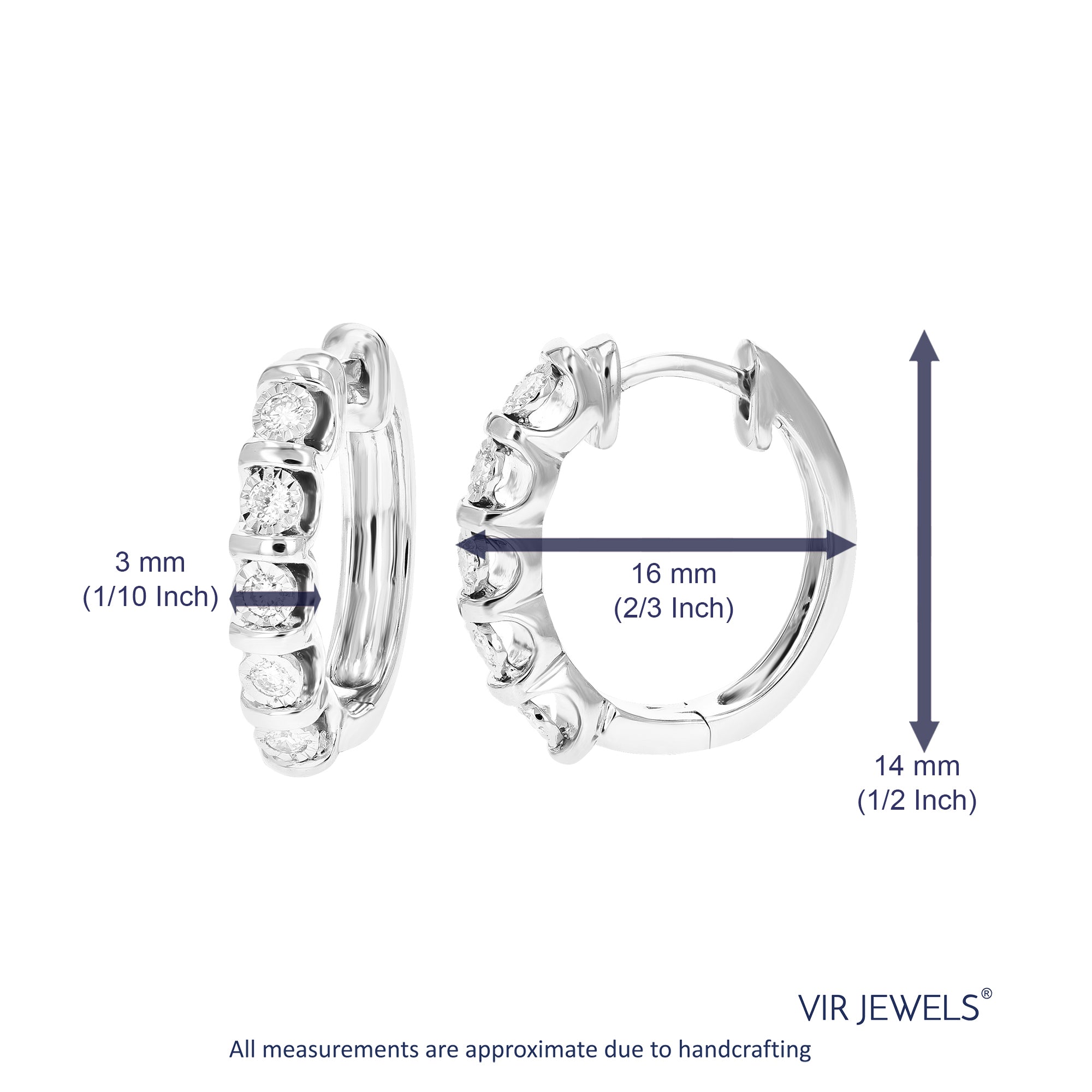 1/4 cttw Diamond Hoop Earrings for Women, Round Lab Grown Diamond Earrings in .925 Sterling Silver, Bezel Setting, 3/4 Inch