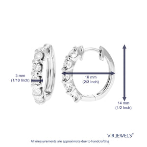 1/4 cttw Diamond Hoop Earrings for Women, Round Lab Grown Diamond Earrings in .925 Sterling Silver, Bezel Setting, 3/4 Inch
