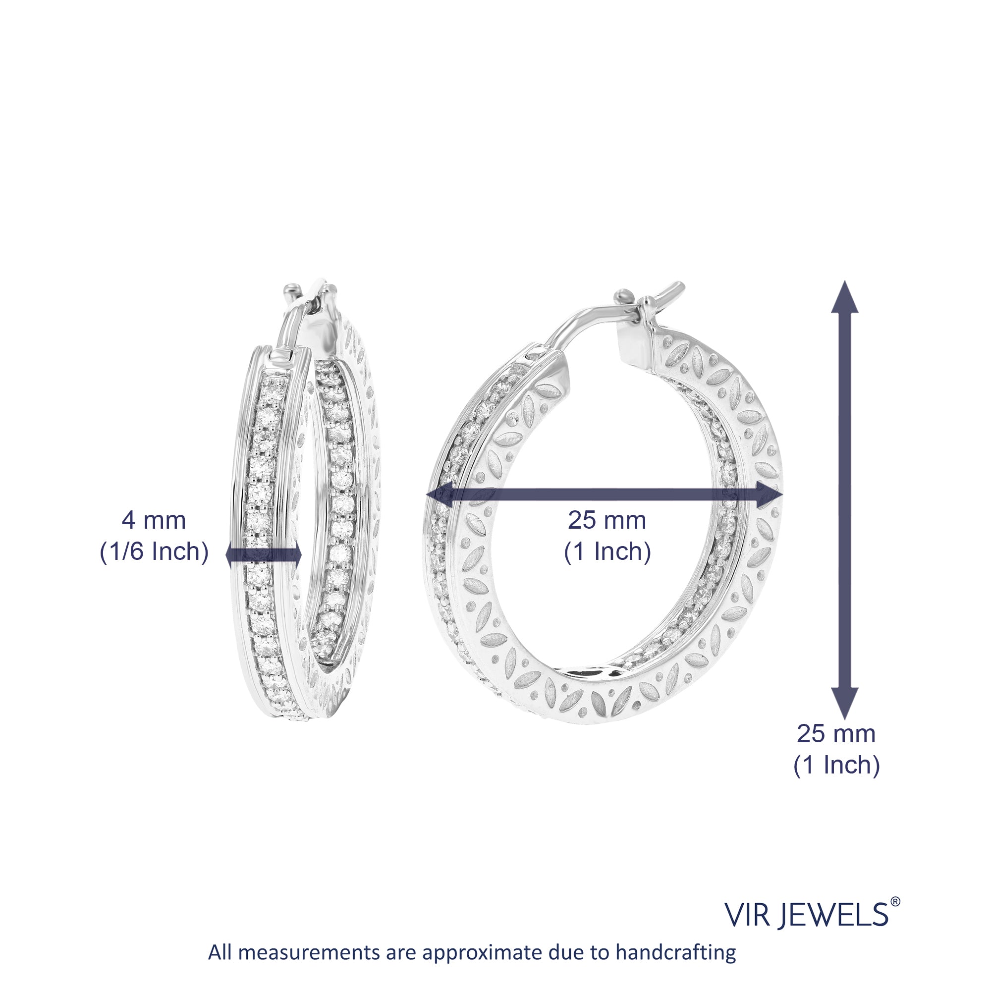 3/4 cttw Diamond Hoop Earrings for Women, Round Lab Grown Diamond Earrings in .925 Sterling Silver, Prong Setting, 1 Inch