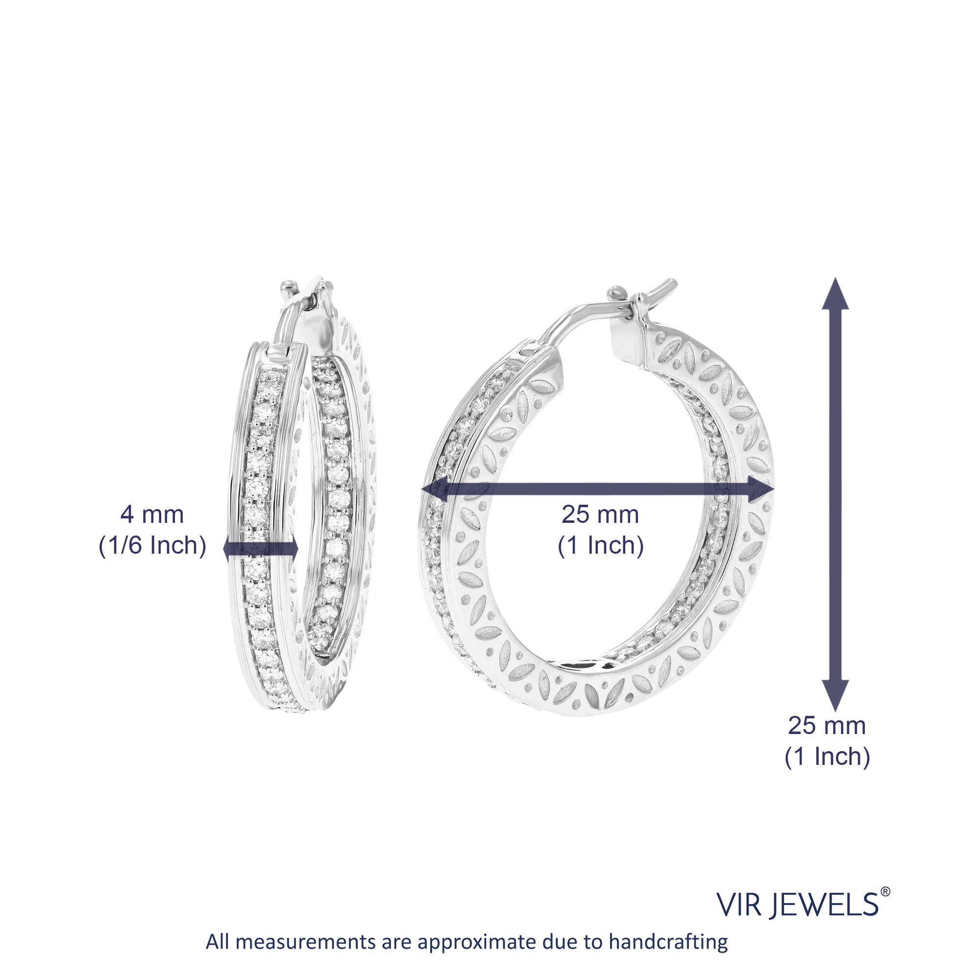 3/4 cttw Diamond Hoop Earrings for Women, Round Lab Grown Diamond Earrings in .925 Sterling Silver, Prong Set, 1 Inch