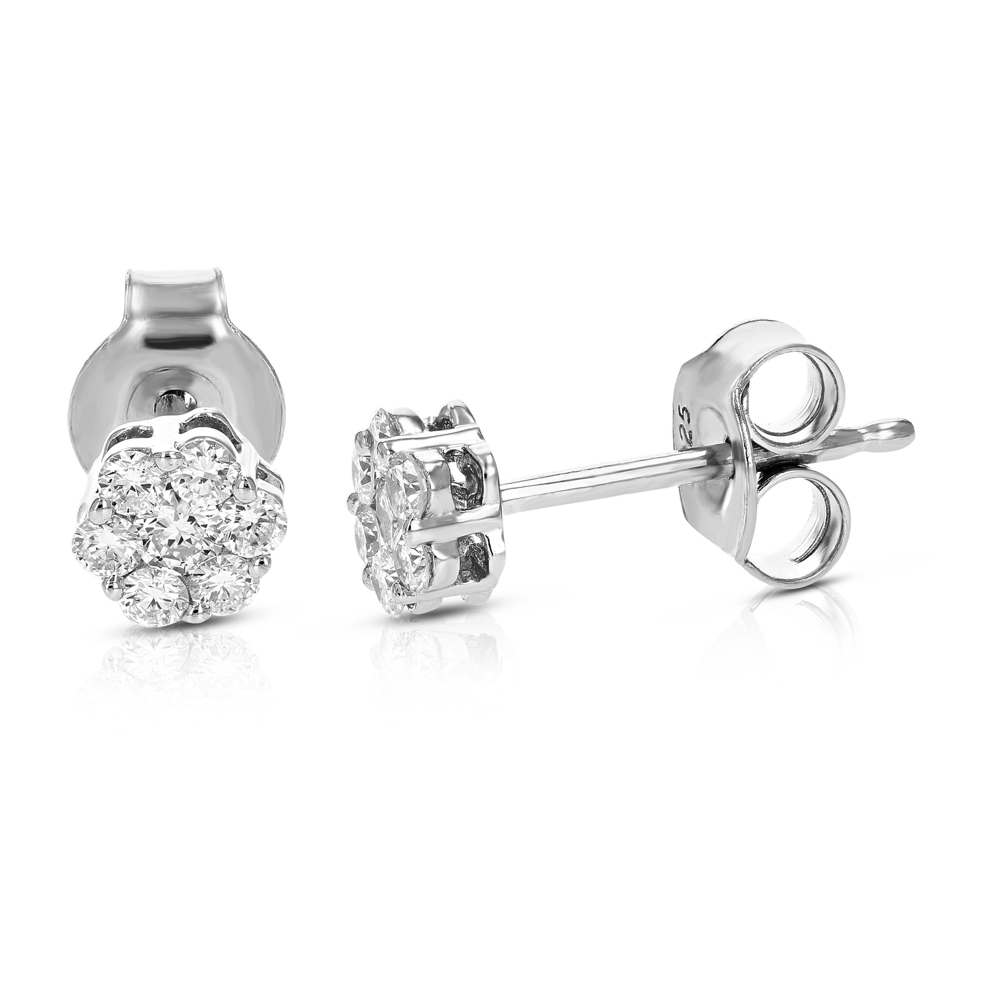 1/3 cttw Stud Earrings for Women, Round Lab Grown Diamond Stud Earrings in .925 Sterling Silver, Prong Setting