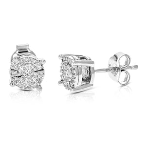 1/4 cttw Diamond Stud Earrings for Women, Round Lab Grown Diamond Earrings in .925 Sterlinng Silver, Prong Setting, 1/4 Inch