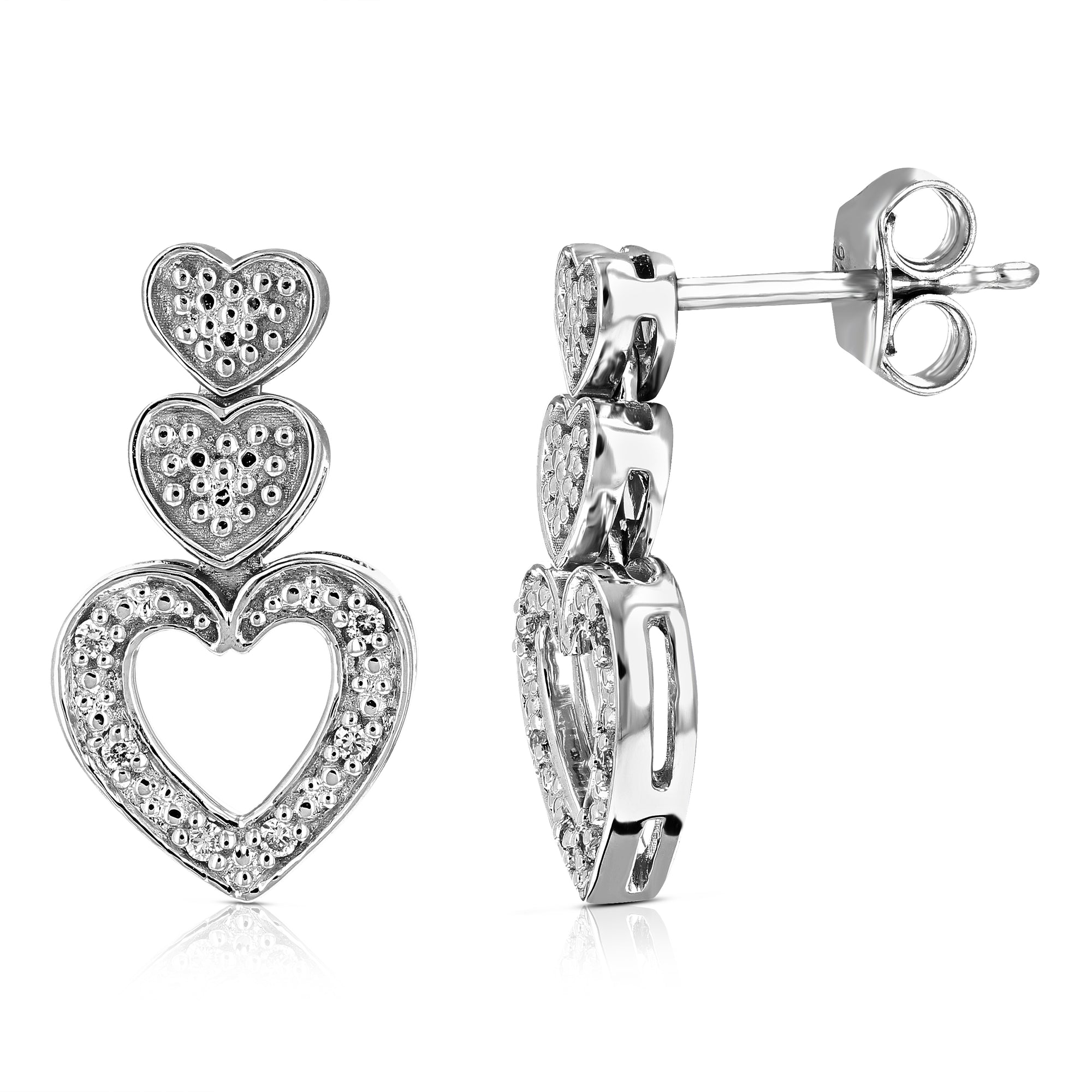 1/16 cttw 12 Stones Round Lab Grown Diamond Dangle Earrings .925 Sterling Silver Prong Set, 3/4 Inch