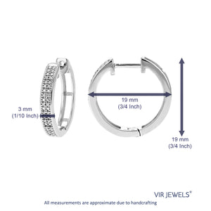 1/6 cttw Diamond Hoop Earrings for Women, Round Lab Grown Diamond Earrings in .925 Sterlinng Silver, Prong Setting, 3/4 Inch