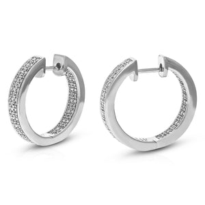 1/6 cttw 80 Stones Round Lab Grown Diamond Hoop Earrings .925 Sterling Silver Prong Set 2/3 Inch