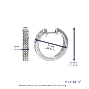 1/6 cttw 80 Stones Round Lab Grown Diamond Hoop Earrings .925 Sterling Silver Prong Set 2/3 Inch