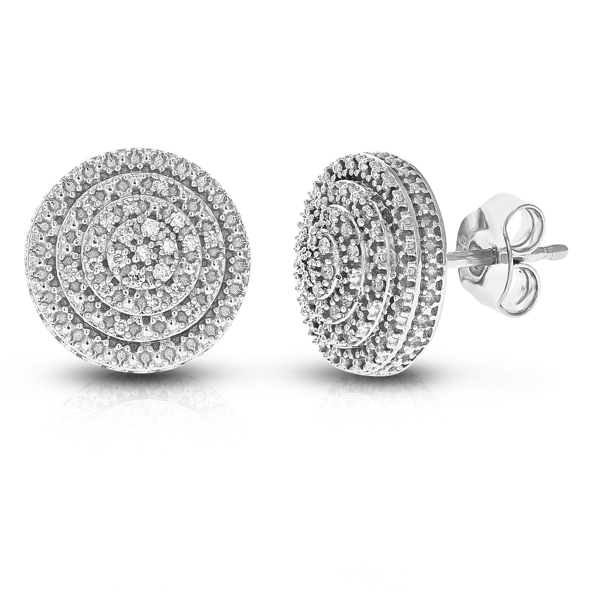 1/8 cttw Stud Earrings for Women, Round Lab Grown Diamond Stud Earrings in .925 Sterling Silver, Prong Setting