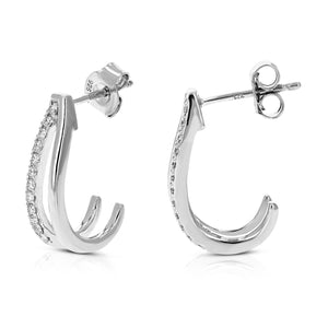 1/4 cttw Dangle Earrings for Women, Round Lab Grown Diamond Dangle Earrings in .925 Sterling Silver, Prong Setting, 3/4 Inch