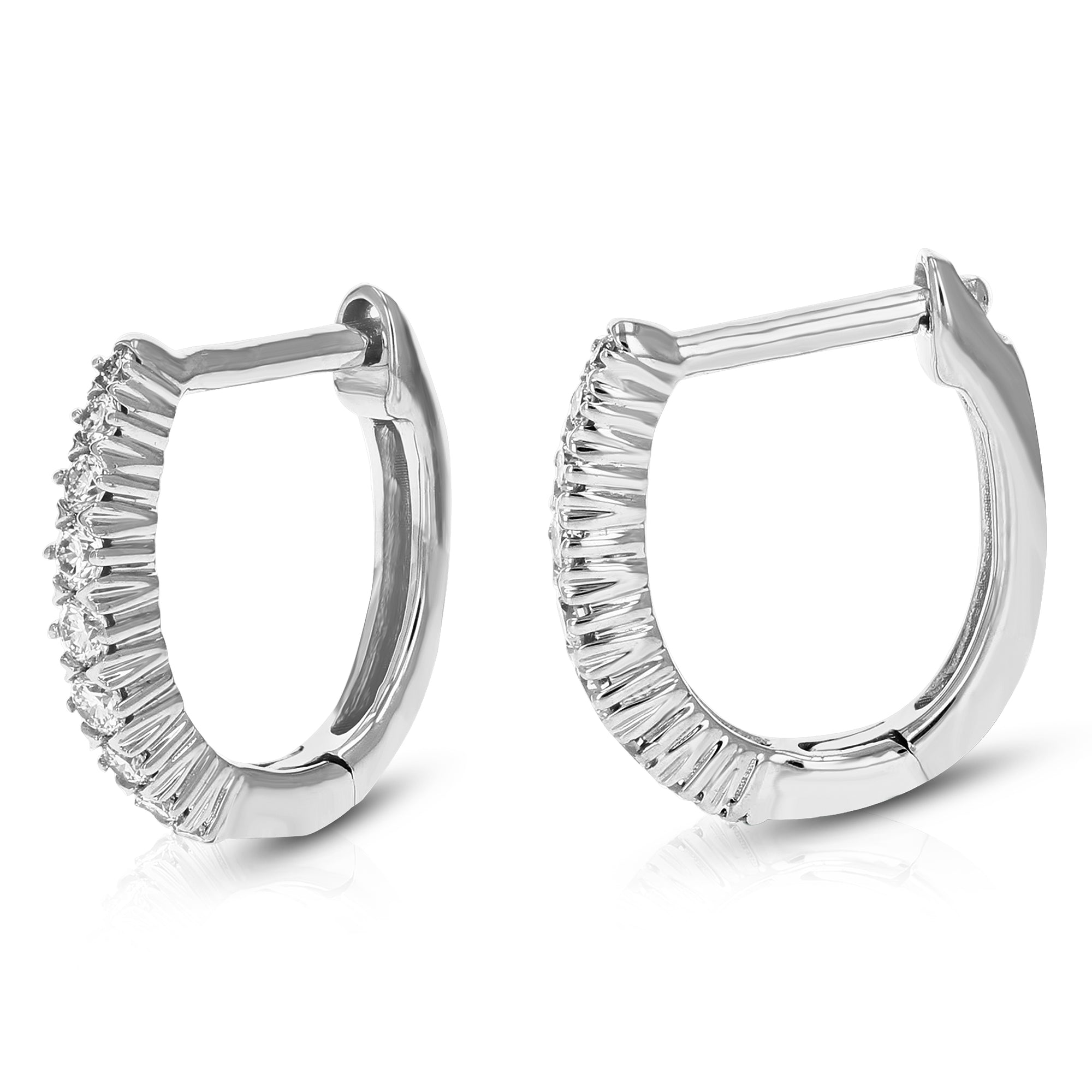 1/4 cttw 18 Stones Round Lab Grown Diamond Hoop Earrings 14K White Gold Prong Set 1/2 Inch