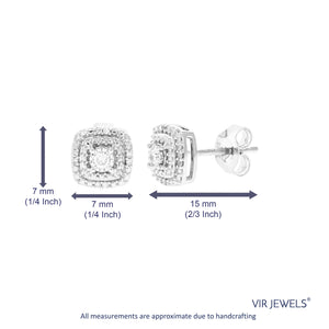 1/6 cttw 18 Stones Round Lab Grown Diamond Studs Earrings .925 Sterling Silver Prong Set, 2/3 Inch
