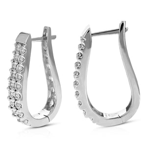 1/4 cttw Diamond Hoop Earrings for Women, Round Lab Grown Diamond Earrings in .925 Sterling Silver, Prong Setting, 1 Inch