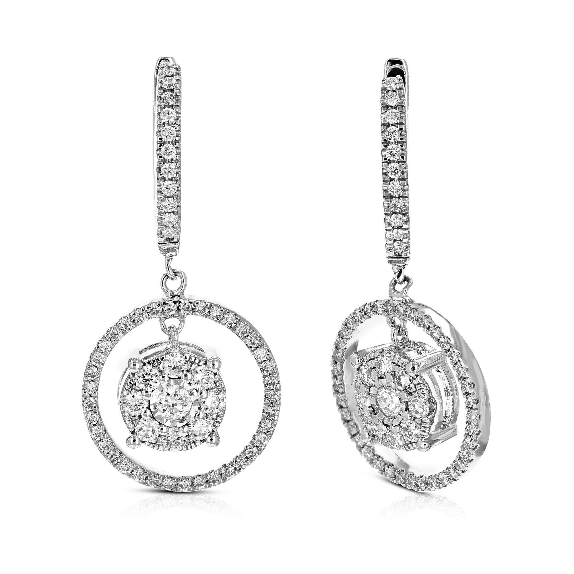 1 cttw 190 Stones Round Lab Grown Diamond Dangle Earring .925 Sterling Silver Prong Set, 2/5 Inch