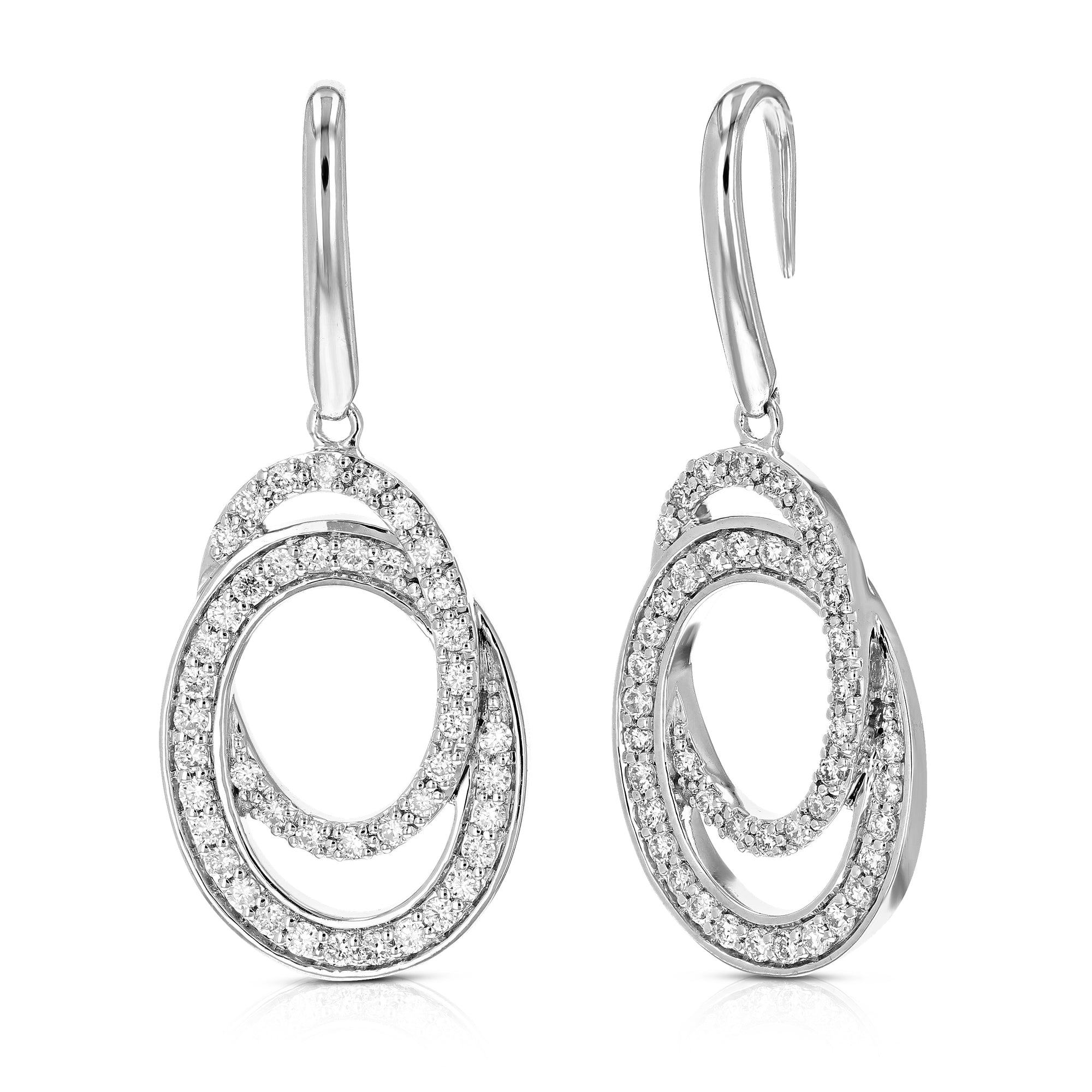 1/2 cttw Dangle Earrings for Women, Round Lab Grown Diamond Dangle Earrings in .925 Sterling Silver, Prong Setting, 1 Inch